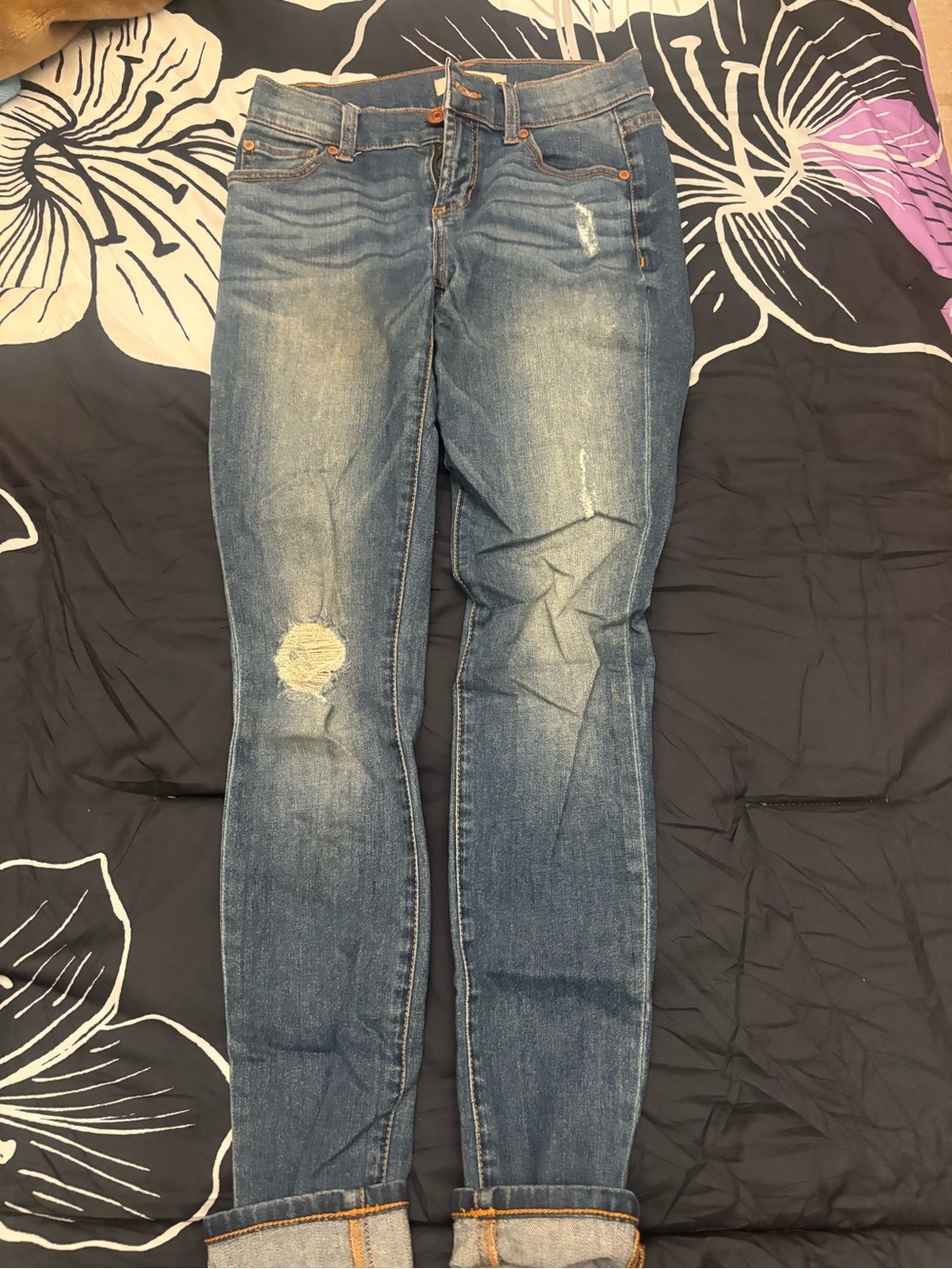 refuge Distressed Medium Blue Skinny Jeans